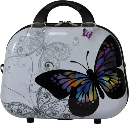 Vista 8 de World Traveler Butterfly - Juego de equipaje giratorio extensible de policarbonato rígido con sistema de ruedas mejorado, Mariposa, Juego de 2