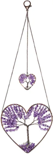 Vista 8 de PESOENTH Árbol de la vida de cristal de chakras para colgar en la pared, regalos para mujeres, bohemios 7 cristales curativos de chakras, piedras