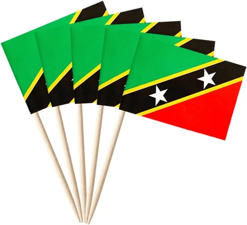 Vista 30 de stidsds 100 banderas de Antigua y Barbuda con palillos de dientes de Antigua y Barbuda, mini adornos pequeños para cupcakes de Antigua y Barbuda