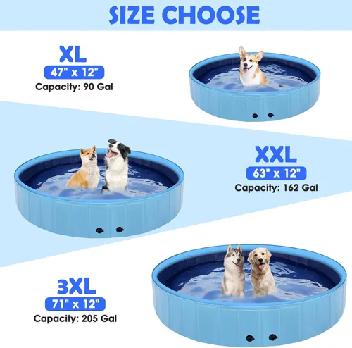 Vista 2 de Piscina grande de 63" para perros con aspersor, piscina plegable 2 en 1 para niños y perros, piscina de salpicaduras antideslizante de plástico