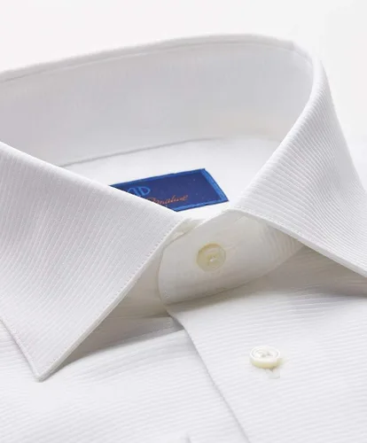Vista 2 de David Donahue Camisa formal de ajuste regular con canalé horizontal Blanco
