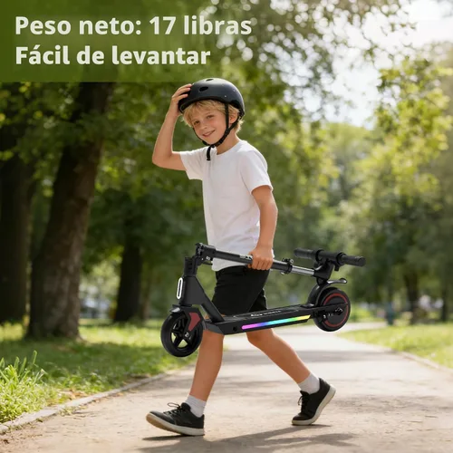 Vista 5 de SIMATE Electric Scooter for Kids Ages 6-14, 3 Adjustable Heights 34"/37"/39", LED Display & Colorful Lights, Foldable Kids Electric Scooter, 8.7 MPH