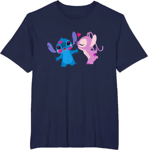 Vista 57 de Disney Stitch and Angel - Camiseta para el día de San Valentín Negro