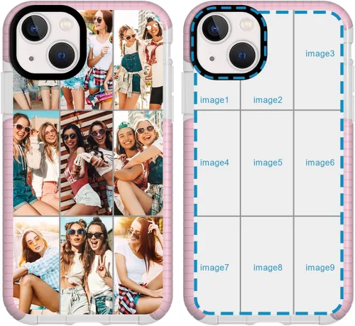 Vista 22 de Funda de teléfono personalizada para iPhone 15, diseño de collage de múltiples imágenes, resistente a los golpes, funda protectora de TPU suave