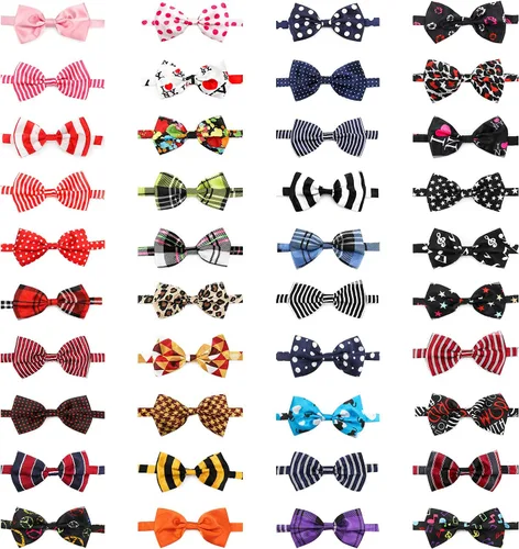 Vista 8 de Segarty Pajaritas para perros, 10 lazos a granel, circunferencia máxima del cuello de 17 pulgadas, lazos para mascotas con cuello ajustable, lazo