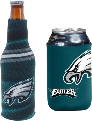 Vista 27 de Aislador para latas y botellas con logotipo de fútbol americano, enfriador de bebidas Huggie (Escudo/Logotipo Verde de Filadelfia (Eagles)) Escudo