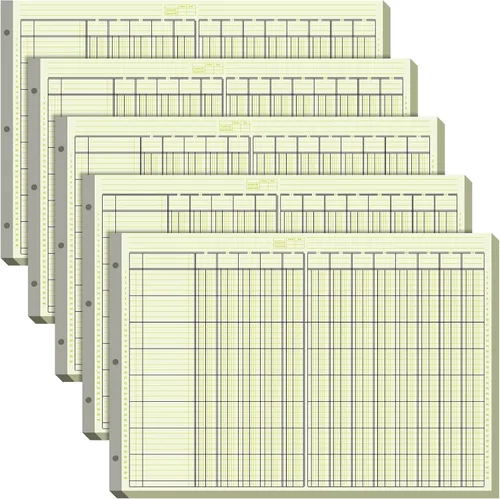 Vista 8 de Zhanmai Paquete de 5 250 hojas de análisis de libros columnares de 3 agujeros, libro de contabilidad, bloc de papel para negocios, 50 hojas/paquete