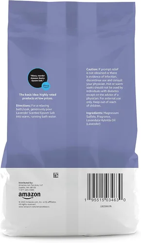 Vista 3 de Amazon Basics - Esencia para remojar sal Epsom con aroma a lavanda, 3 libras, paquete de 1 (anteriormente Solimo)