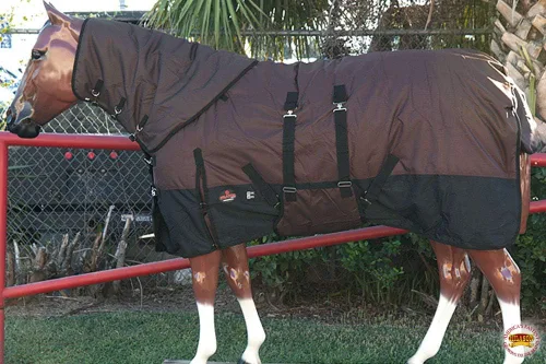 Vista 2 de HILASON 1200D Manta de invierno impermeable para caballo con cubierta para el cuello y envoltura para el vientre Mantas de participación