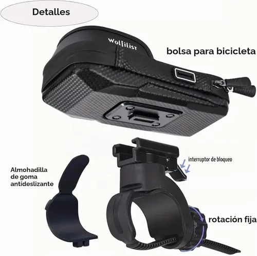 Vista 3 de WOLFILIST Soporte para teléfono de bicicleta EVA impermeable para marco frontal de bicicleta, bolsa de tubo superior para bicicleta, soporte