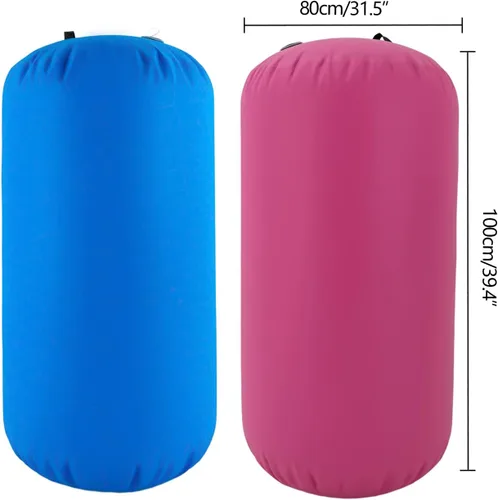 Vista 5 de Colchoneta inflable de gimnasia de 39.4 x 23.6 in, color azul/rosa, para uso doméstico, yoga, entrenamiento, animadoras, diversión acuática