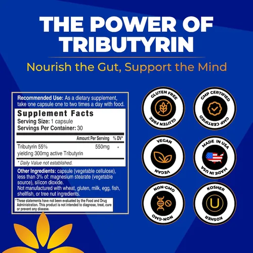 Vista 9 de Paquete de suplemento de apoyo para la salud intestinal de paraxantina y tributirina de Enfinity