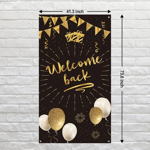 Vista 7 de Decoración de pancarta de bienvenida para puerta, decoración de fiesta de regreso a casa, decoración de fondo para cabina de fotos de fiesta