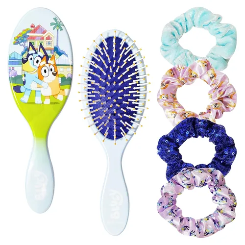 Vista 11 de Barbie - Juego de 5 piezas de accesorios para el cabello, 1 cepillo regular de 9 pulgadas y 4 coleteros, cepillo desenredante, cuerdas elásticas
