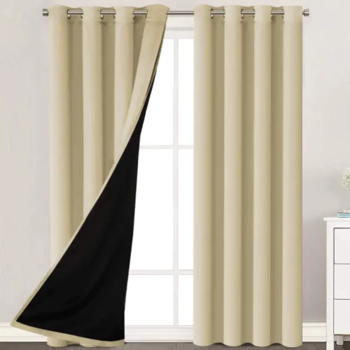 Vista 39 de H.VERSAILTEX Paneles de cortina 100% opacas de 45 pulgadas de largo, con aislamiento térmico, cortinas opacas con forro para dormitorio, dos capas
