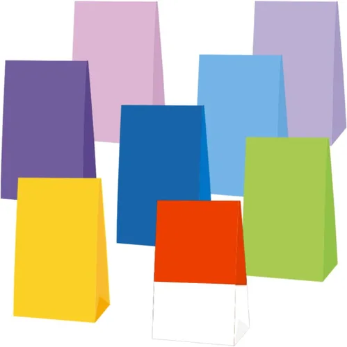 Vista 2 de OULUN 16 bolsas de fiesta de animación de dibujos animados, bolsas de papel grueso, 8.3 x 4.7 x 2.7 pulgadas, rojo, amarillo, verde, azul, morado