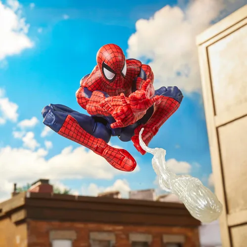 Vista 9 de Marvel Legends Serie Máxima Spider-Man, Figura de acción coleccionable Deluxe de 6 pulgadas de Spider-Man de cómics; articulación asombrosa