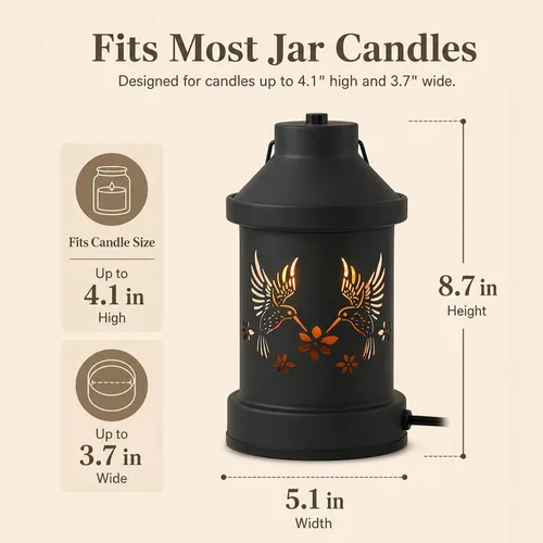 Vista 9 de Lámpara calentadora de velas con temporizador - Regalos de Navidad para mujeres y mamás, regalos para inauguración de casa y nueva decoración