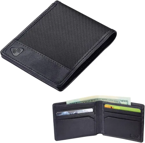 Vista 6 de Lewis N Clark - Cartera con bloqueo RFID para hombre, de piel delgada, tarjetero de crédito, color negro
