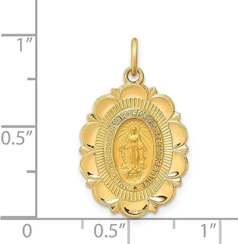 Vista 3 de ICE CARATS Colgante de medalla milagrosa ovalada pequeña de oro amarillo de 14 quilates, joyería fina religiosa para mujeres, regalos para ella, Oro