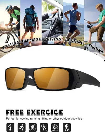 Vista 5 de TIANYESY Gafas de sol polarizadas para hombres y mujeres modernas retro deportivas rectangulares envolventes vintage protección de tiro
