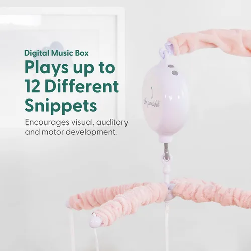 Vista 3 de Móvil de Cuna para Niñas de The Peanutshell - Móvil Musical Rosa para Cuna de Bebé con 12 Canciones de Cuna, Móvil de Cuna de Flores para Decoración