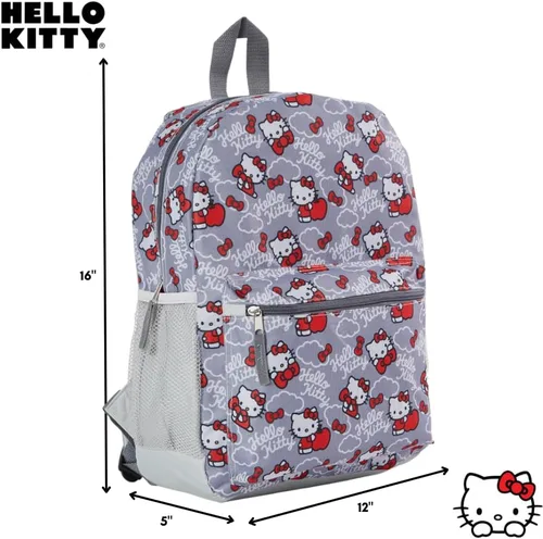 Vista 2 de Fast Forward Mochila Hello Kitty para niñas, 16 pulgadas, rojo y gris