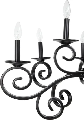 Vista 5 de Deco 79 Lámpara colgante grande moderna de metal negro con brazos enrollados, 35 x 35 pulgadas