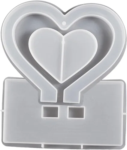 Vista 5 de Bemodst Molde de resina para colgante de Navidad, marco de fotos de amor, colgante de amor, molde de silicona para colgar, llavero de joyería