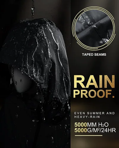 Vista 2 de 33,000ft Chaquetas de lluvia largas con capucha para mujer, gabardinas impermeables y plegables, cortavientos