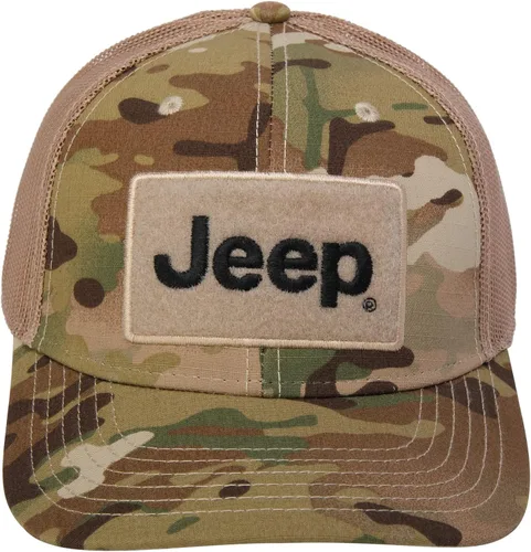 Vista 3 de Jeep Texto Logo Camo Patrón Gancho y Bucle Táctico Snapback Sombrero