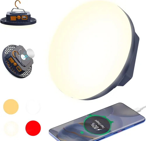 Vista 9 de IODOO Luz de campamento recargable de 10000 mAh con control remoto, bandera de Estados Unidos, luz de bandera estadounidense para acampar al aire