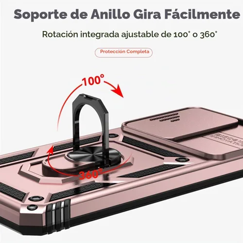 Vista 5 de Funda para Redmi Note 12, Poco X5 5G con protector de pantalla de vidrio templado y cubierta de cámara deslizante, anillo magnético soporte de Oro