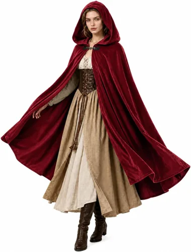 Vista 7 de JPXH Capa medieval con capucha renacentista para hombres y mujeres, disfraz de Halloween Negro