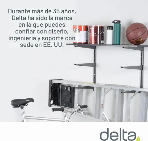 Vista 6 de Delta Estante de almacenamiento de madera y madera resistente, soporta hasta 480 libras, estante montado fácil de instalar con construcción de acero