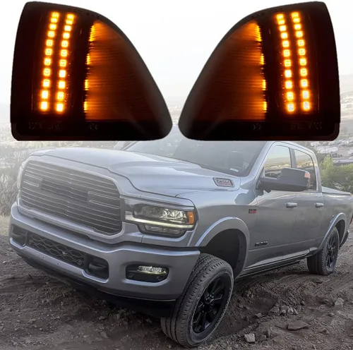 Vista 12 de Espejo lateral LED intermitente, luz de charco para conductor y pasajero, lente transparente para 68064948AA 68064949AA compatible con Dodge Ram
