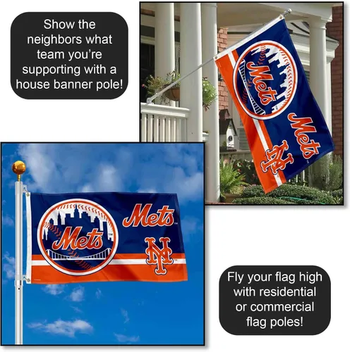 Vista 3 de WinCraft Bandera con logotipo de los New York Mets de 3 x 5 pies con ojal