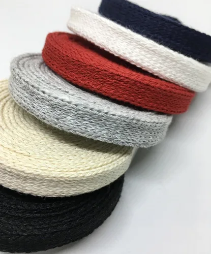 Vista 2 de cordones de ajuste planos de algodón de 3/8 pulgadas. Cordones. Tira de ajuste de encaje para manijas, lazos