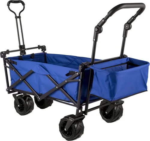 Vista 8 de Happbuy - Carro plegable con toldo extraíble, 220 libras, carrito de playa plegable resistente con ruedas grandes