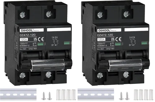 Vista 16 de DIHOOL Disyuntor DC Interruptor de desconexión solar de 100 amperios 2p 1000V para PV, UPS, batería de RV, montaje en carril DIN..