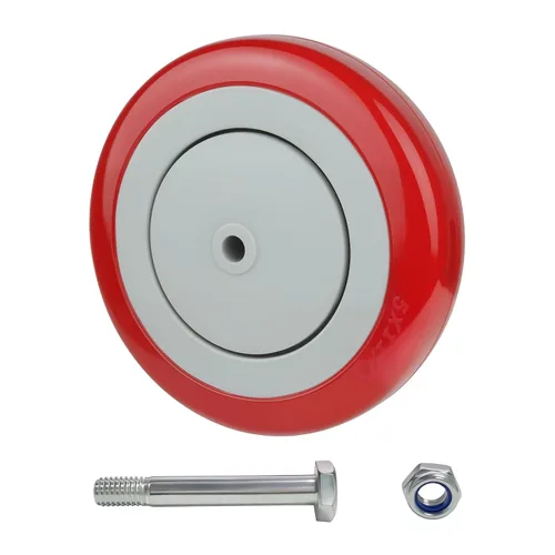 Vista 18 de Kit de Reemplazo de Rueda de Carrito de Compras de 5", Juego de 4 Ruedas Giratorias de Poliuretano, Ruedas con Eje de 3/8" de Diámetro
