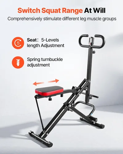 Vista 4 de VEVOR Squat Machine, Deep Squat Rowing Machine for Home, Easy Setup & Foldable Exercise Equipment, Glute Trainer Machine with 2/3 High-Strength