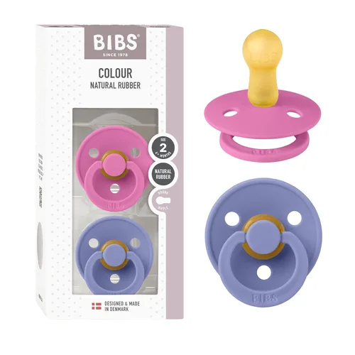 Vista 73 de BIBS - Paquete de 2 chupetes para bebés, goma natural libre de bisfenol A, hechos en Dinamarca, colección Colour, para bebés de 18+ meses, azul bebé