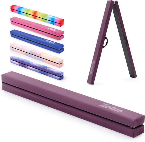 Vista 10 de ZELUS Viga de Equilibrio de Gimnasia Plegable de 8', Viga de Equilibrio de Suelo con Asas de Transporte, Base Antideslizante para Niños