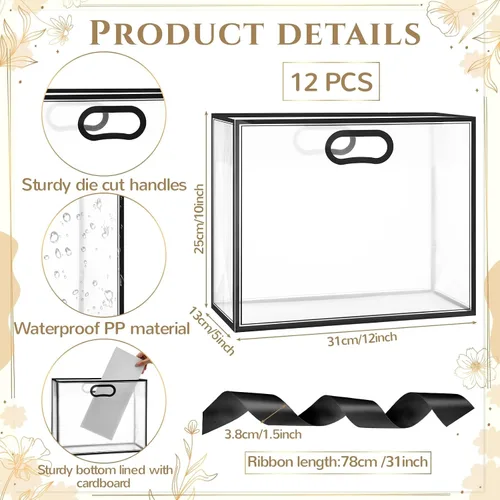 Vista 2 de Aliceset - 12 bolsas de regalo grandes de plástico transparente negro