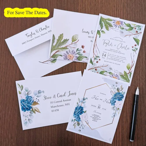 Vista 4 de Winlyn 200 sobres de invitación A6 en blanco autoadhesivo de 4 3/4 x 6 1/2 sobres de solapa cuadrada de 95 libras para boda, ducha, invitación