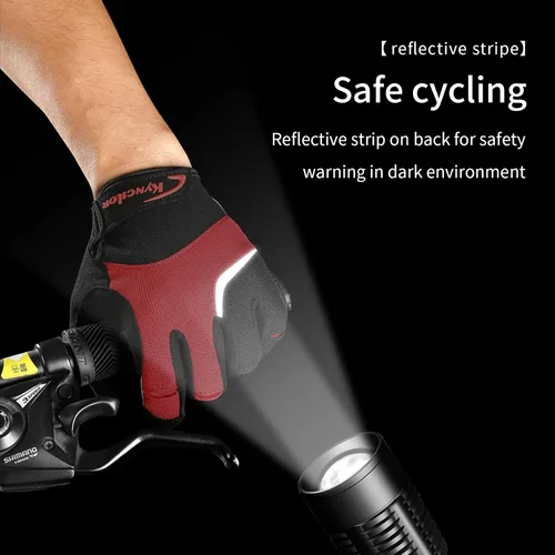 Vista 7 de KynciLOR Guantes de ciclismo para mujer y hombre, guantes de ciclismo con dedos para pantalla táctil y almohadillas de palma con silicona