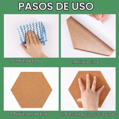 Vista 7 de FEBSNOW Paquete de 3 azulejos hexagonales de corcho autoadhesivos para pared