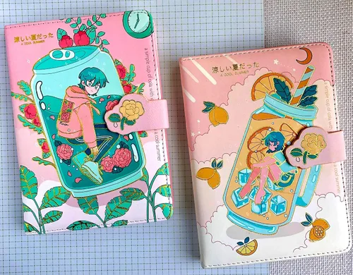 Vista 8 de KetA Diario de anime: cuaderno de diario kawaii lindo, diario estético japonés con cubierta acolchada y cierre de flores, 5 x 7 pulgadas (13x18CM)