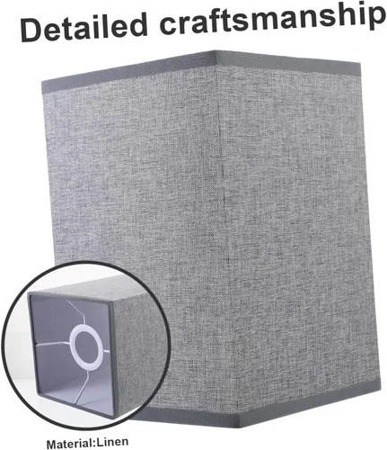 Vista 4 de Angoily Cubierta de pantalla de lino para lámpara de mesa y de pie, diseño rectangular extraíble, fácil instalación para decoración e iluminación